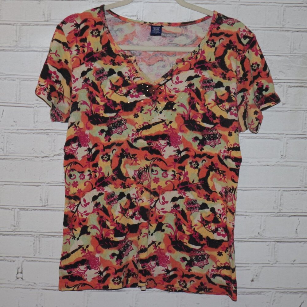 🌈 Multicolor Abstract Blouse · Size L 🌈